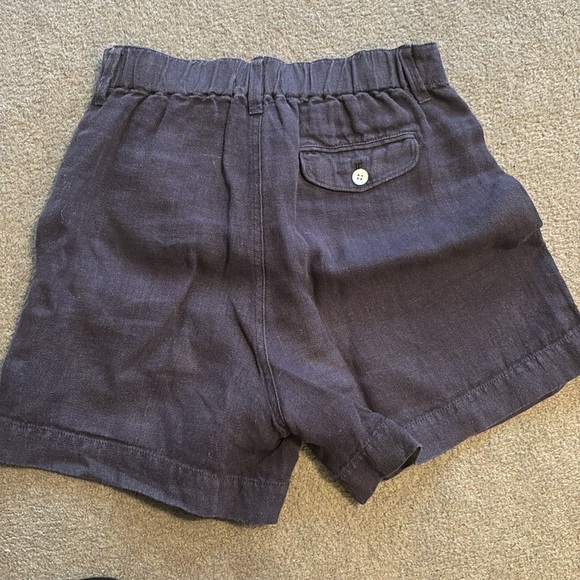 Alex Mill Navy Pleated Pull on Linen Short - Picture 6 of 7